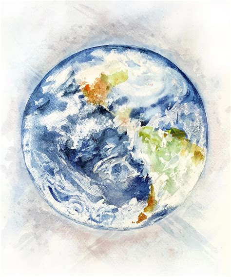 Planet Earth Watercolor World Globe Digital Art By Amusing Designco
