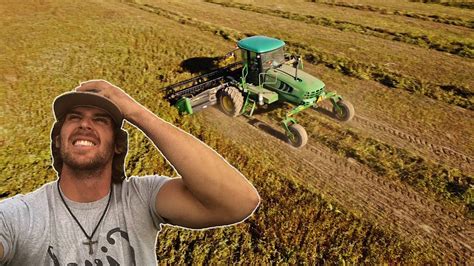 John Deere Windrower Swathing Organic Buckwheat Part Youtube