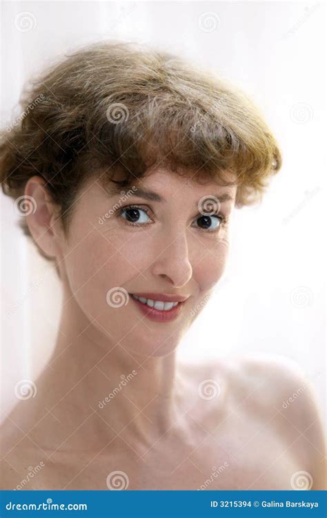 Happy Mature Topless Woman Stock Photo Image Of Mature 3215394