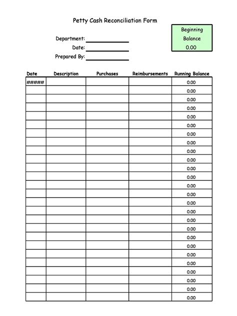 Printable Cash Count Sheet Excel