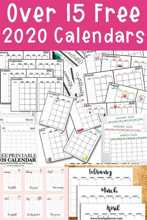 2020 Free Printable Calendars Over 15 Different Free 2020 Calendars