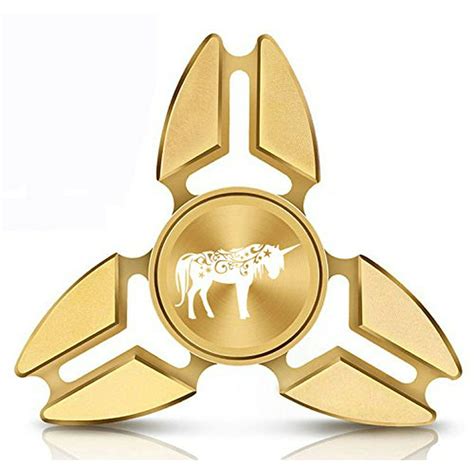 Mip Fidget Spinner Tri Spinner Gold Aluminum Metal Unicorn Fancy