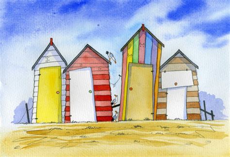 Beach Huts David Bailey Arts Watercolor Quilt Watercolor House