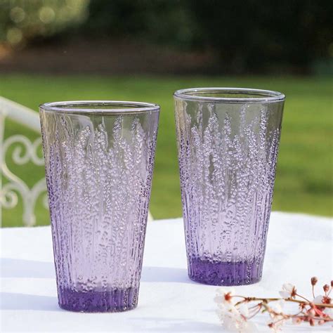 Purple Lavender Embossed Glass Tumblers And Hi Ball Glasses Etsy