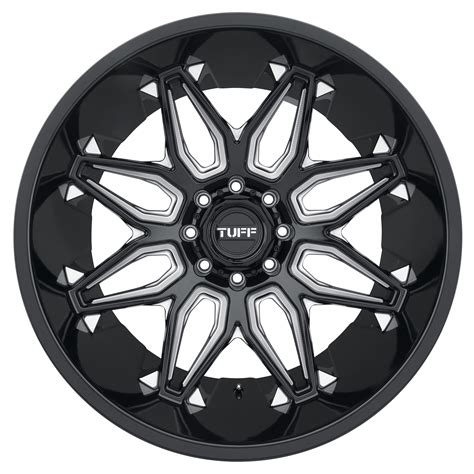 22x12 Tuff T3b Gloss Black Wmilled Spoke Wheels 6x55