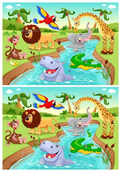 Spot The Differences Cartoon Animals