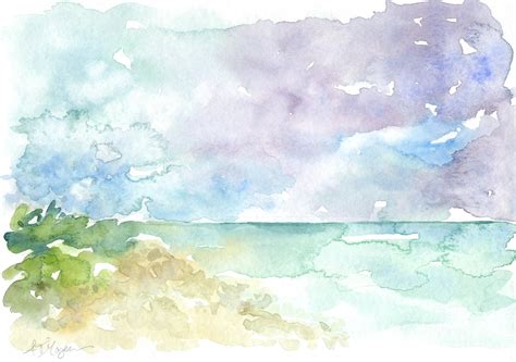 Watercolor Abstract Beach Scene Art And Soul Inspired Home