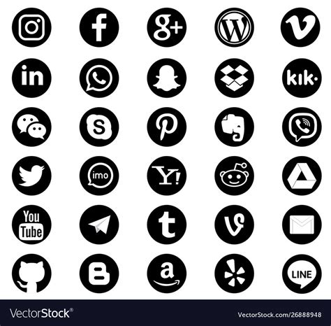 Social Media Icons Pack Royalty Free Vector Image