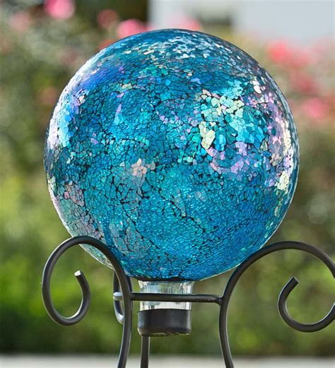 Blue Mosaic Glass Gazing Ball Plowhearth