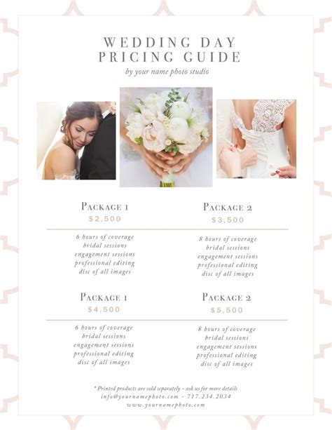 Info Top Wedding Photography Pricing Template Brosur Wedding