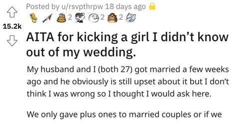 She Kicked A Girl She Didnt Know Out Of Her Wedding Was She Wrong