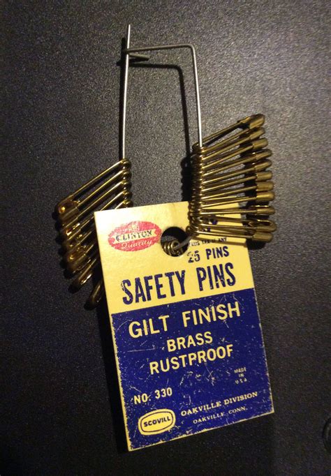 Brass Vintage Safety Pins With Original Tag Scovill Brand Etsy