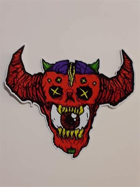 Demon Skull Sticker Etsy