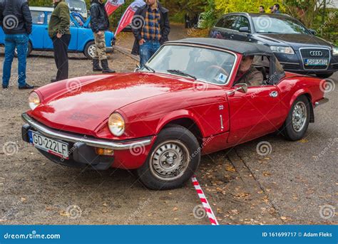 Classic British Sporting Car Mg Spitfire Driving Editorial Photography