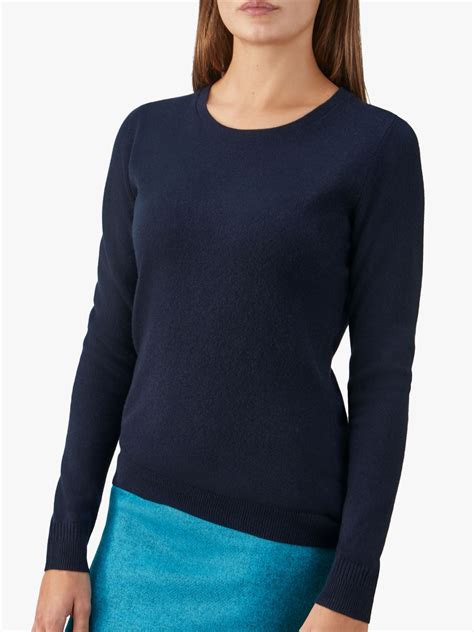 Pure Collection Cashmere Crew Neck Jumper Navy At John Lewis And Partners