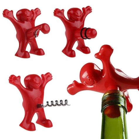 1pcs Creative Novelty Little Red Man Creative Funny Wine Bottle Opener