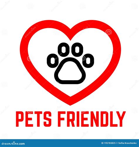 Pets Friendly Sign Isolated On White Background Stock Vector