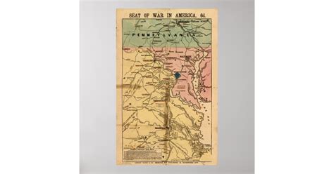Vintage Virginia Civil War Map 1863 Poster Zazzle