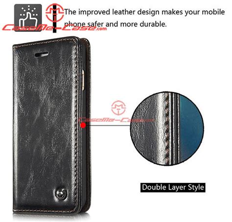 Caseme Iphone 6s Plus Magnetic Flip Leather Wallet Case Black Caseme