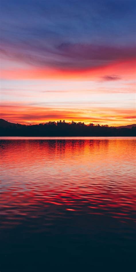 Lake Sunset Horizon Beautiful 1080x2160 Wallpaper Sky Aesthetic