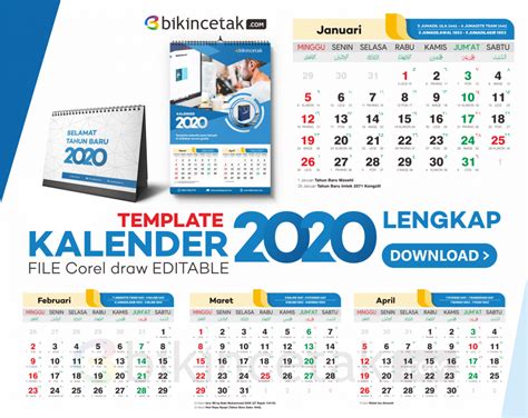 Template Desain Kalender 2020 Cdr Contoh Gambar Templ