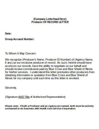 A broker of record letter can be insurance companies require broker of record letters to identify whom the policyholder has selected to act on their behalf to communicate with the. 11+ Agency of Record Letter Templates in Doc | PDF | Free ...