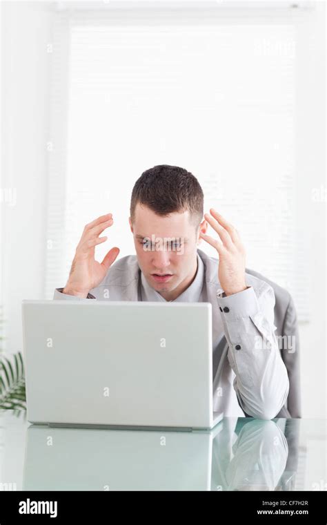 Businessman Having Problems With Laptop Stock Photo Alamy