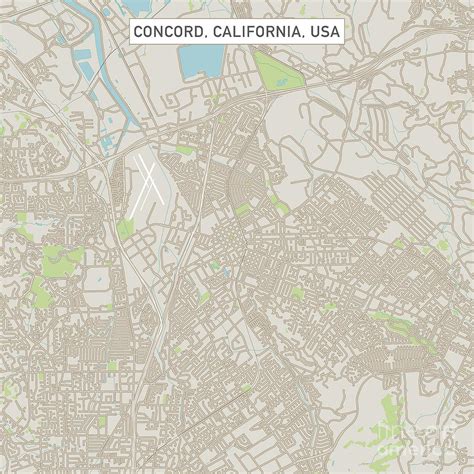 Concord California Us City Street Map Digital Art By Frank Ramspott