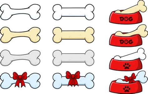 Premium Vector Cartoon Dog Bone With Ribbon And Bow Vector Collection Set