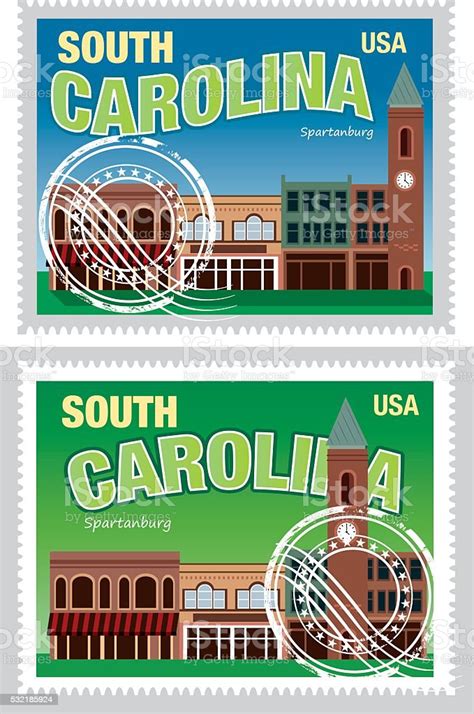 South Carolina Stamp Stock Illustration Download Image Now