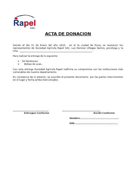 Acta De Donacion