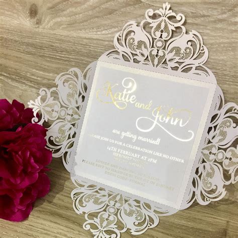 Gold Foil Laser Cut Wedding Invitation – Glitzy Prints