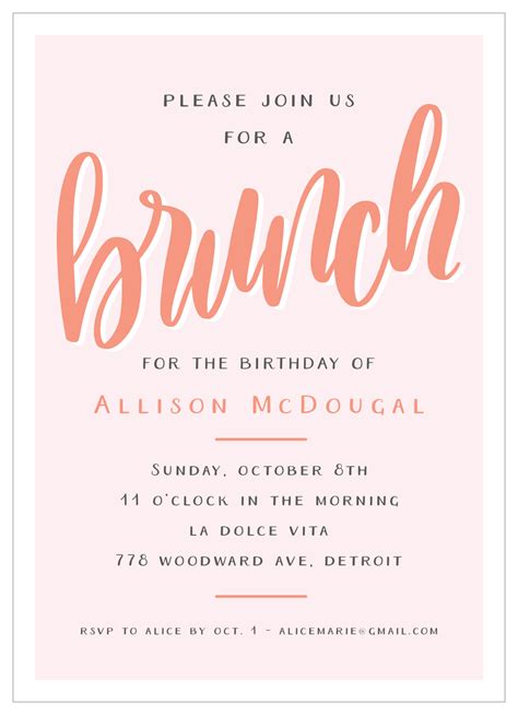 Lettered Brunch Adult Birthday Invitations By Basic Invite