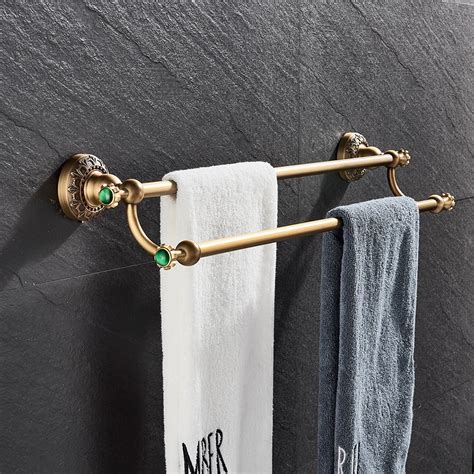 Luxury Antique Brass Bathroom Towel Rack Double Towel Bars Towel Holder
