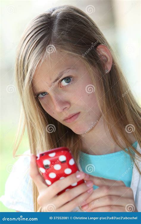 Wary Teenage Girl Protecting Her Privacy Stock Image Image 37552081