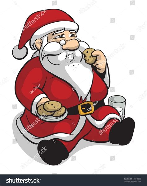 Santa Eats Some Cookies With Milk Stock Photo 42810880 Shutterstock
