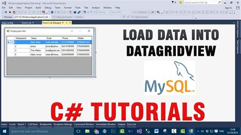 C Tutorials Load Data Into Datagridview From Mysql Database Youtube