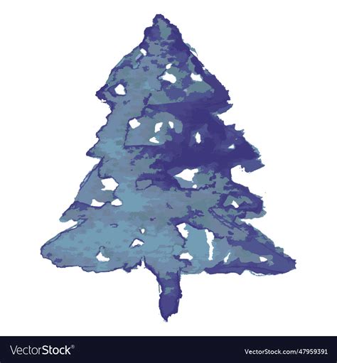 Blue Pine Tree Watercolor Royalty Free Vector Image