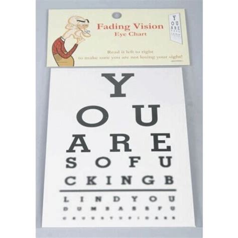 Funny Fading Vision Eye Chart Sign Test Joke Prank Blind