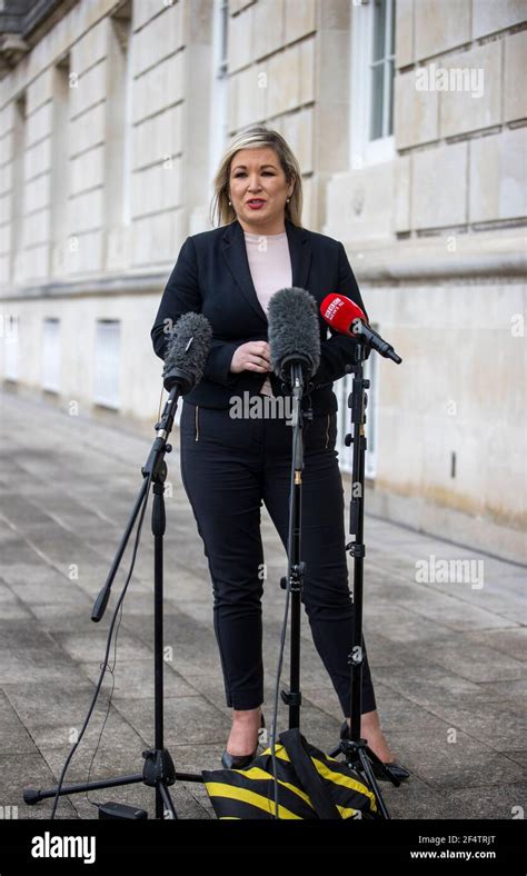 Deputy First Minister Michelle O Neill During A Press Conference Outside Parliament Buildings At