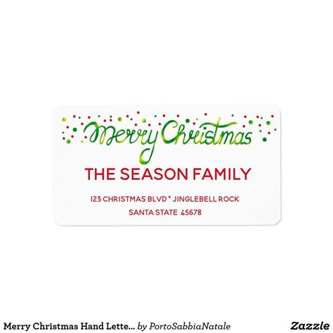 Merry Christmas Hand Lettered Script Label Christmas Return Address