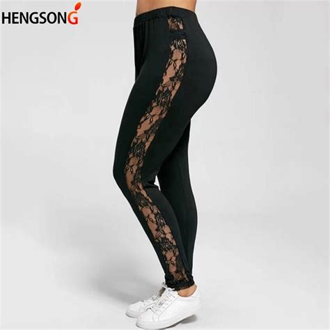 Plus Size Xl 3xl Sexy Lace Patchwork Hollow Out Stretch Large Legging