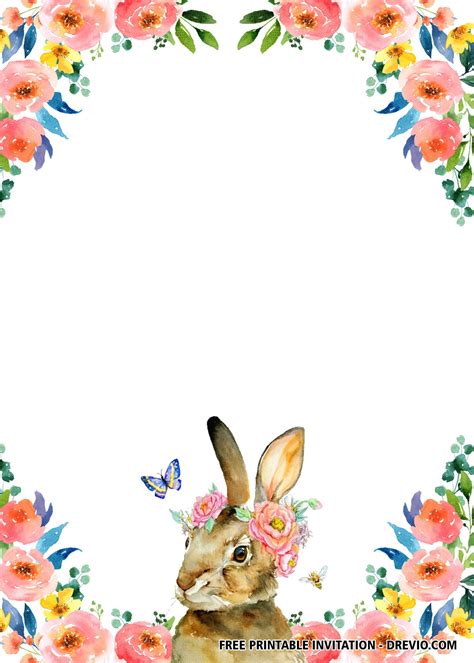 Browse more bunny birthday invitation vectors from istock. FREE Printable Twin Rabbit Flower Invitation Templates ...