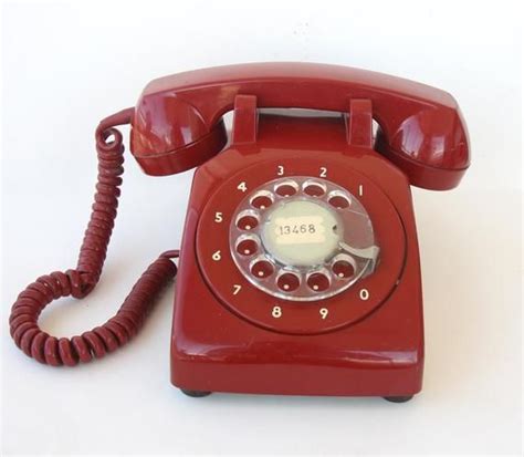 Vintage Red Rotary Phone 80s Mid Century Old Dial Etsy Classic