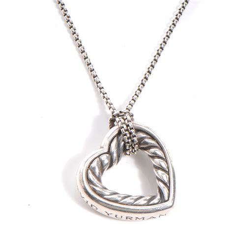 David Yurman Sterling Silver Open Heart Cable Necklace 54064
