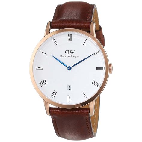 Braunes ø 18 mm lederarmband mit roségoldfarbener dornschließe aus der classic st. Daniel Wellington Dapper St. Mawes Herrenuhr DW00100083 in ...