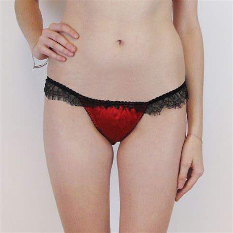 red silk panties with lace frill etsy