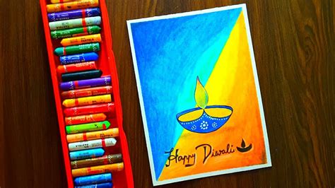 Diwali Card Drawing Very Easy With Oil Pastels For Beginners Step