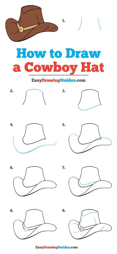 Learn How To Draw A Cowboy Hat Easy Step By Step Drawing Tutorial For