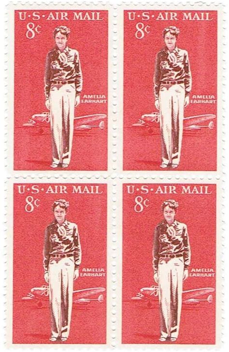 1963 Amelia Earhart Block Of Four 8 Cent Us Airmail Stamps Mint Never